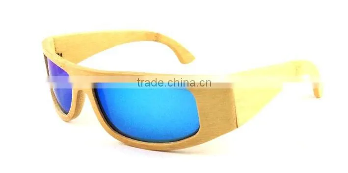 newest sport bamboo suglasses high quality polarized blue mirror lens