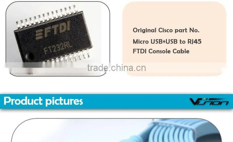 Classical blue FTDI Micro usb+USB to RJ45 console cable for Cisco router