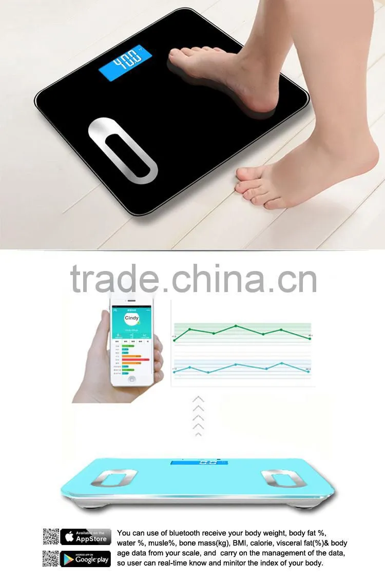 Bluetooth Body Fat analyze scale, body compositon smart scale Bluetooth function