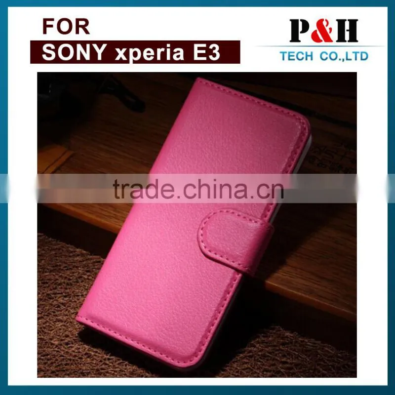 Hot selling mobile phone case design flip leather cover for Sony Xperia E3