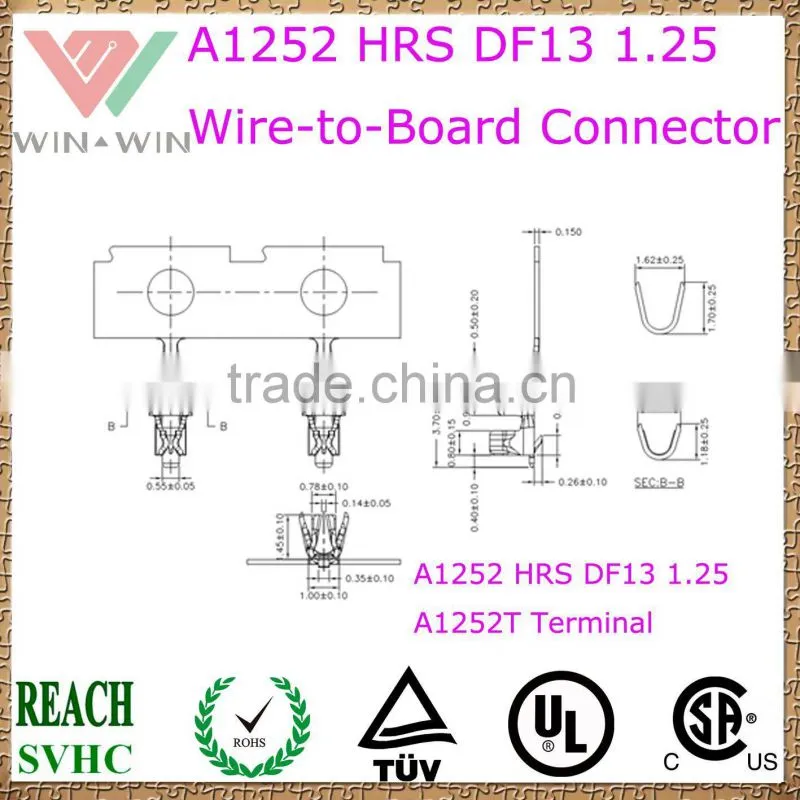 1.25mm pitch A1252 HRS DF13 1.25 Electronic Wire to Board Connector