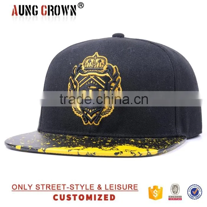 100% Acrylic Material Unisex Snapback Cap With Custom Brim