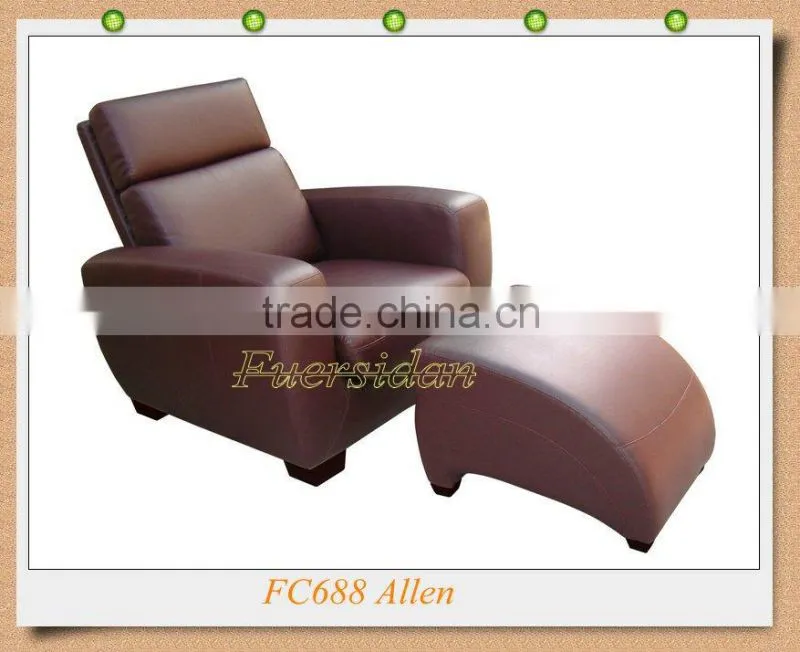 Asian home theater leather sofa with foot rest