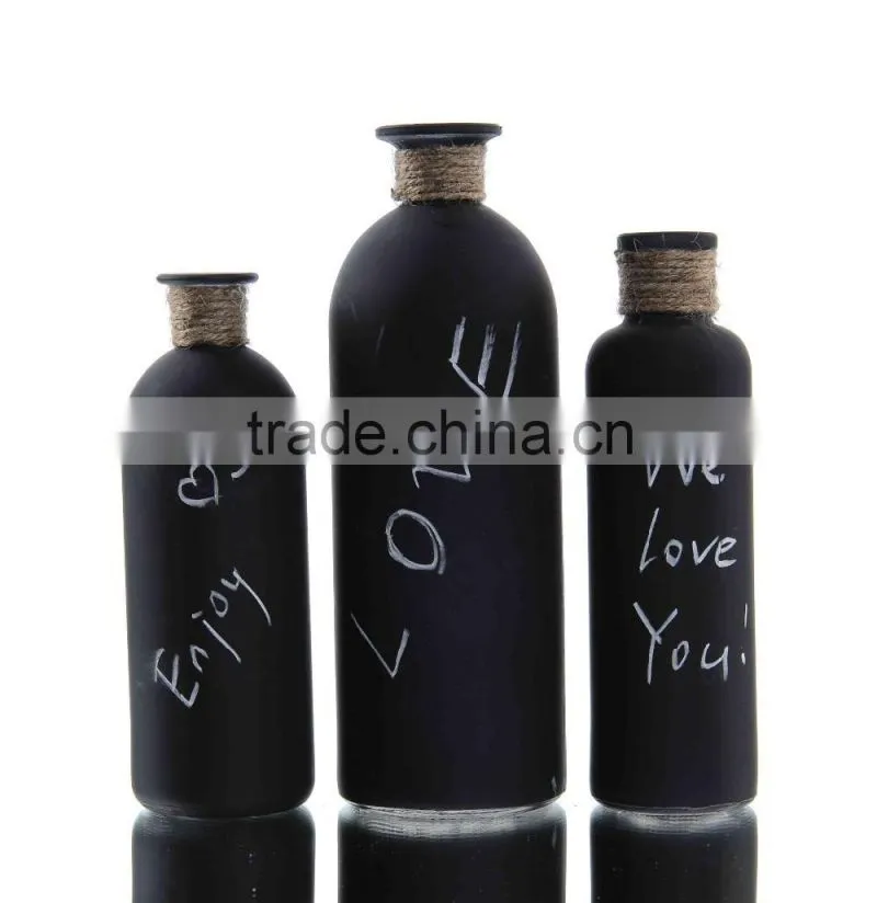 Set 3 Chalk Glass Vase With Rope