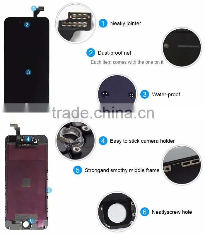 High quality guarantee for iphone 6plus white lcd touch screen display