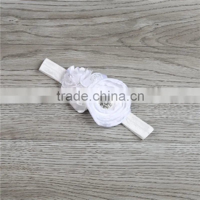 newest white rose flowers kids headband with pearl fashion baby girl white hairband children hair accessories