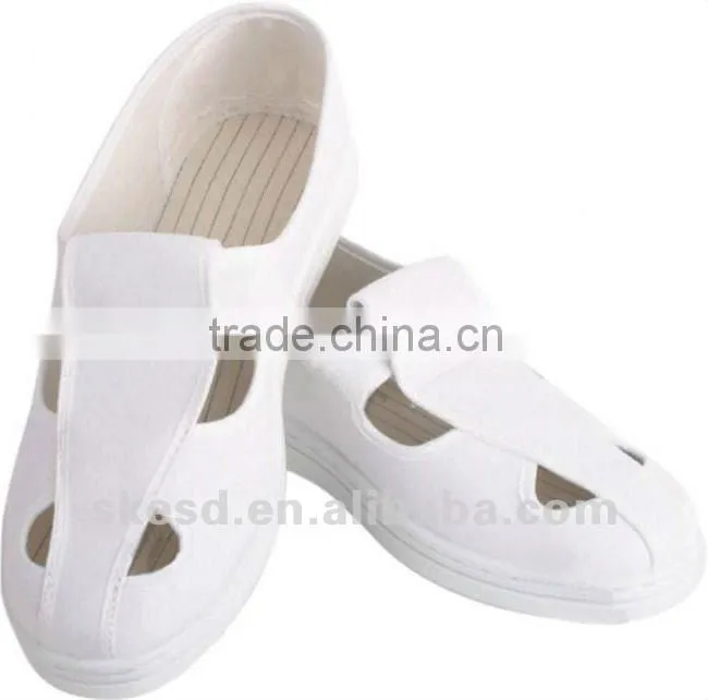 White pvc leather 4 holes antisatic shoes