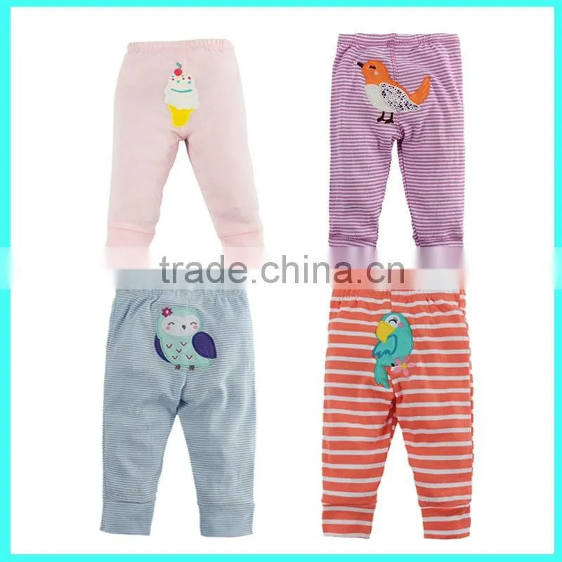 Hot sale 100% cotton cute embroirdery kids / children / baby pants for autumn