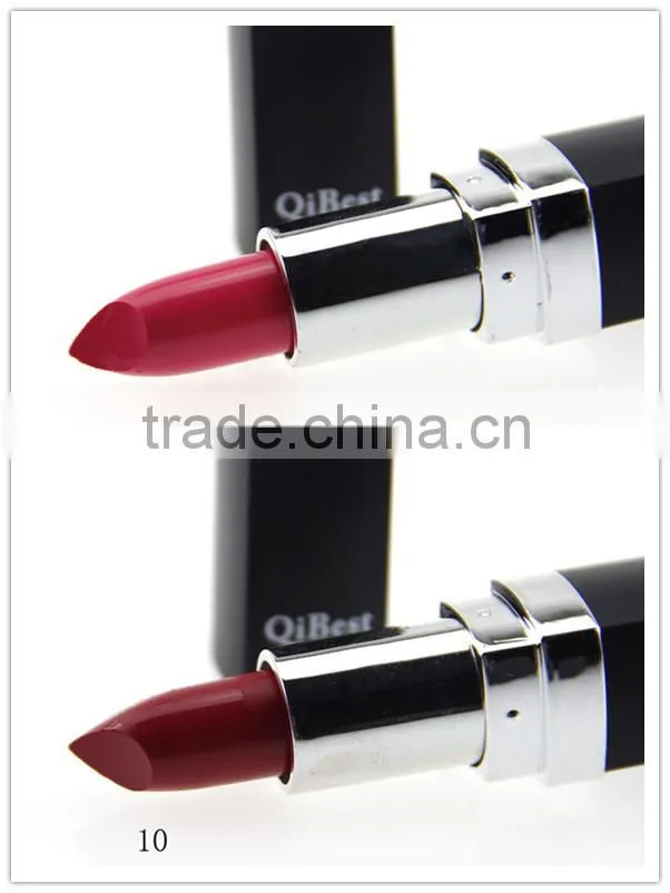 Fashion 12 color matte lipstick black tube purle red pink color longlasting waterproof lipstick