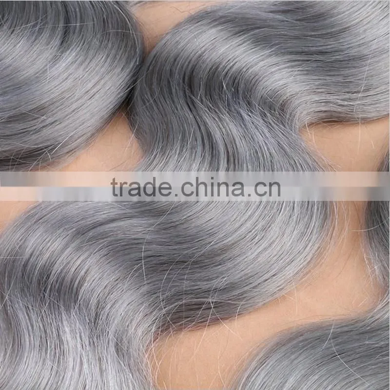 grey and black ombre hair extensions laser hair removal machine 100% Peruvian hair
