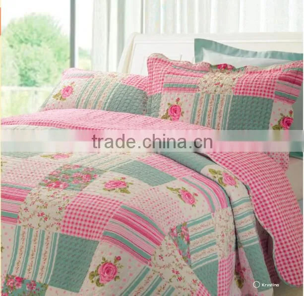 75g Microfiber bedspread quilts floral design stiching quilt patchwork quilts