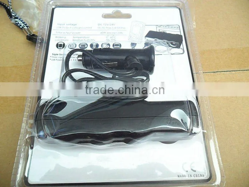 12V USB Car Charge With Three Socket