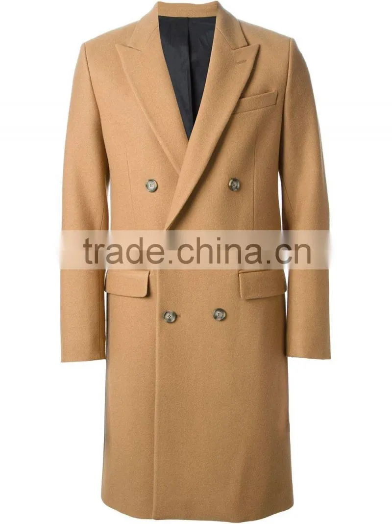 2014 new style camel Cashmere tailor made long coat men