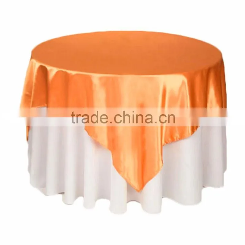 Square 145*145CM Round Satin Table Overlay For Wedding Banquet