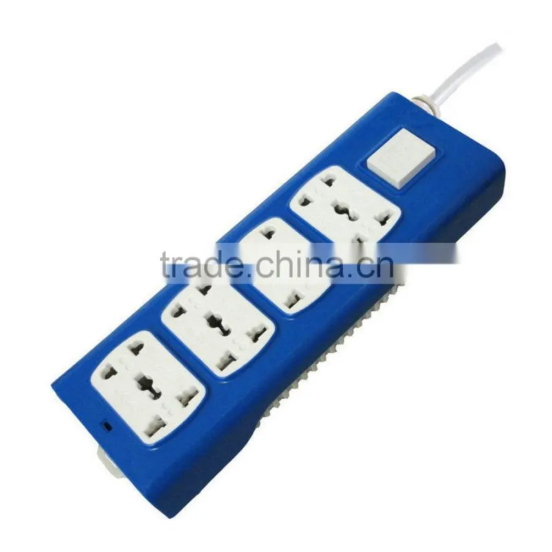 8 Sockets Universal Electrical Blue Power Strip With Shutter
