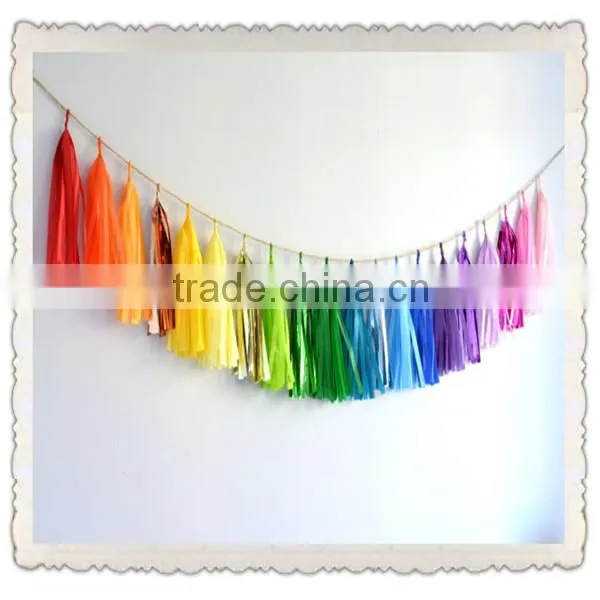 Bride Idea: DIY Tissue Paper Tassel Garland Tutorial