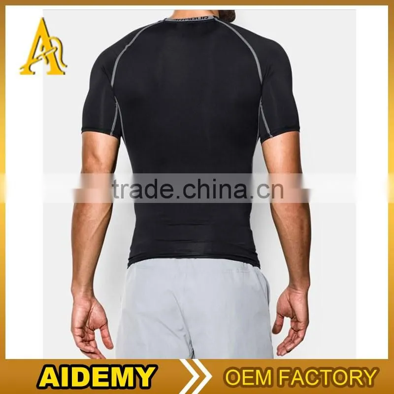 OEM service men sportswear 2 tones T-shirt gym tight fitness jogging tanktop high quality 2016 mens t shirts