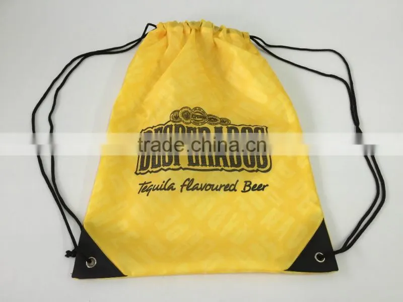 Fashion wholesale custom natural printed promotion gift backpack drawstring bag