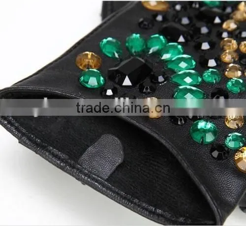 Hot Good Crystal Gloves Leather Handmade Crystal Gloves