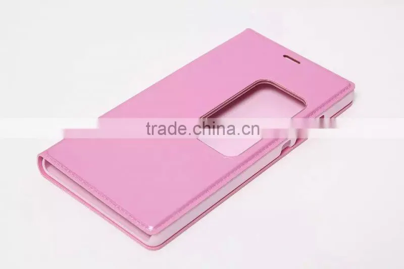 OEM&ODM high quality fashion design wallet view can stand leather cell phone case for Huawei Ascend P8