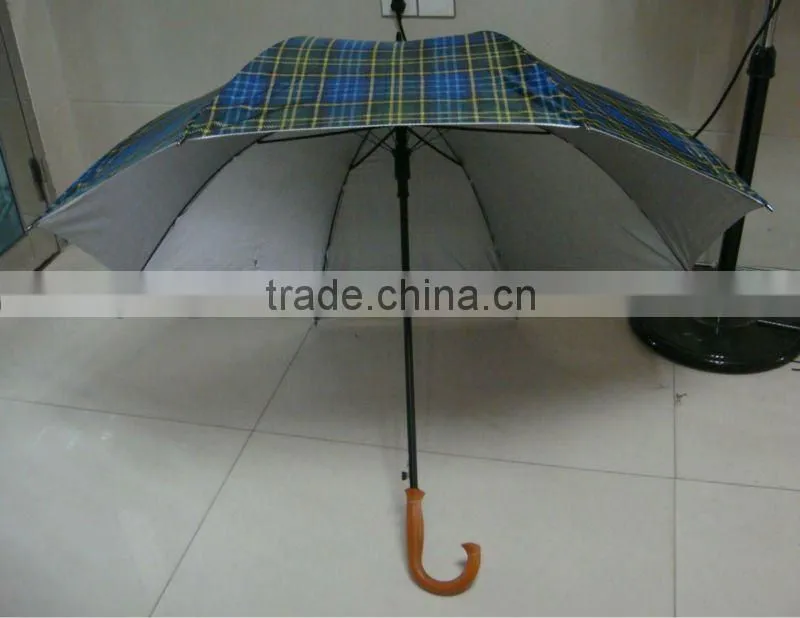 G32G cheap promotional check fabric big umbrella