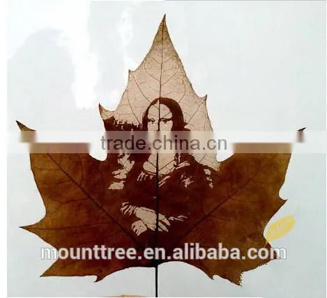 Natural leaf carving picture - Mona Lisa smile * foreign affairs gifts * world famous paintings