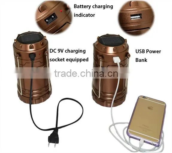 New Solar Rechargeable 3xCOB POP UP Camping Lantern Collapsible Light Telescopic Hanging Lantern