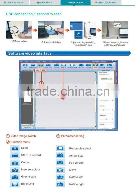 A3 a4 document scanner portable book scanner