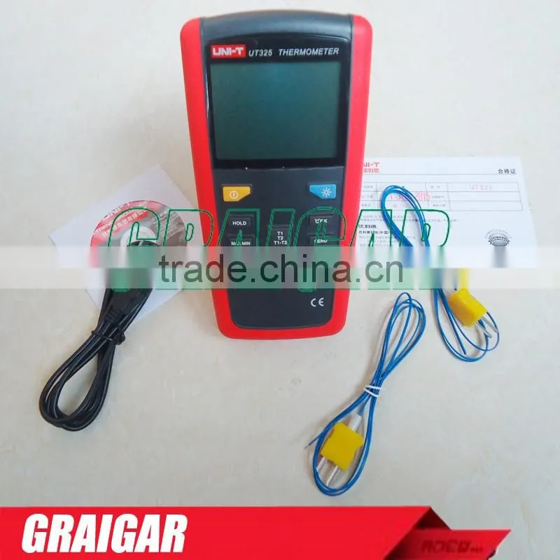 Contact Type Digital Thermometer UNI-T UT325 Dual Input with USB interface IR Handheld temperature gauge
