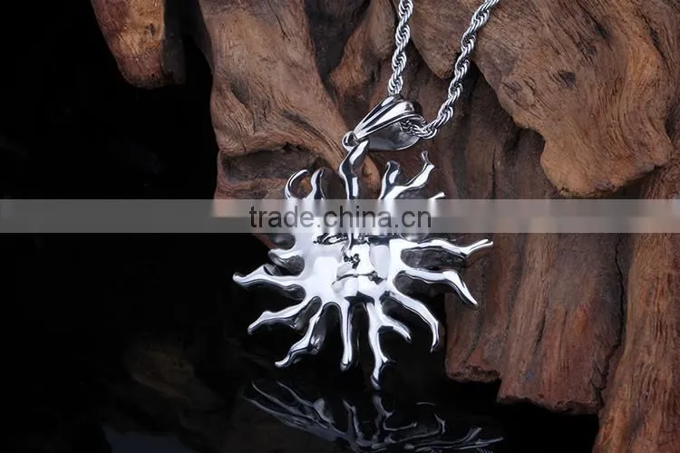 Wholesale 316L stainless steel silver moon and sun pendant