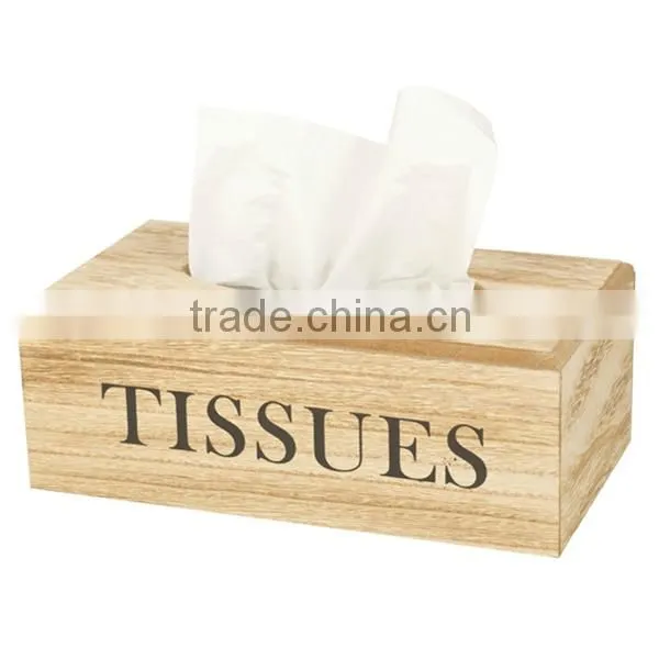 Laser carved high quality customized desktop decoration wooden tissue storage box