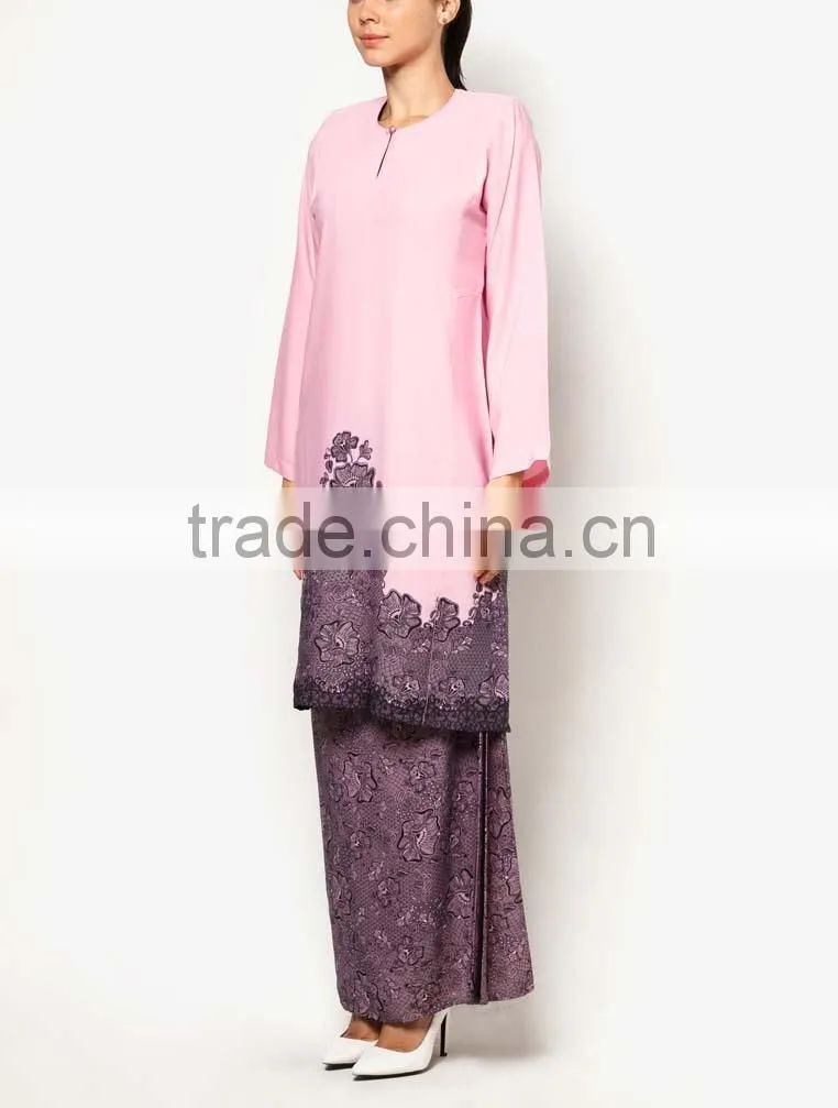 Loose style embroidered matched scarf women muslim dress