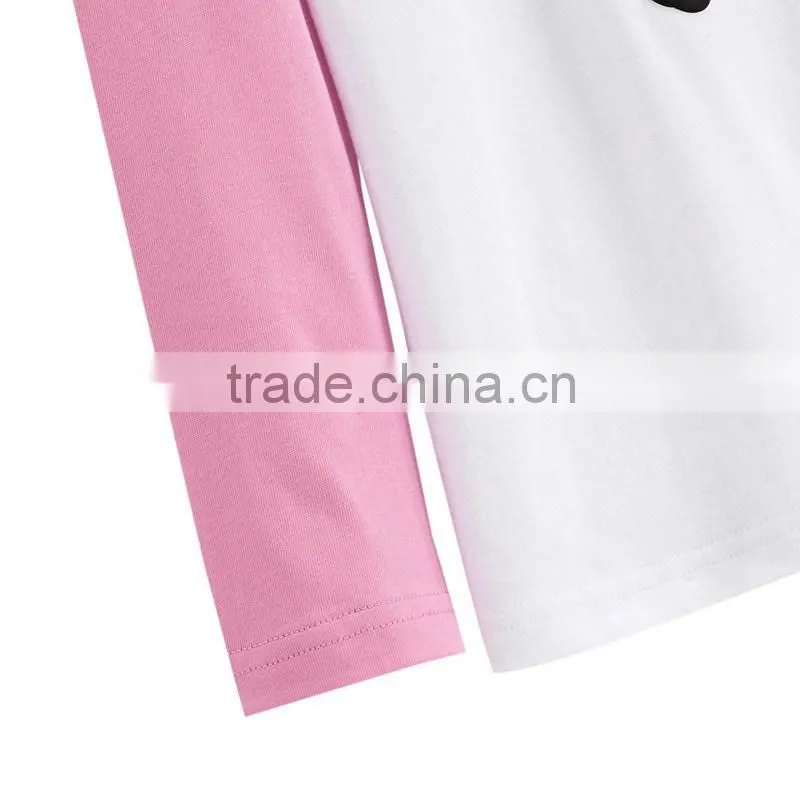 Womens Fancy Long Sleeve Cotton Puff Print T-shirt