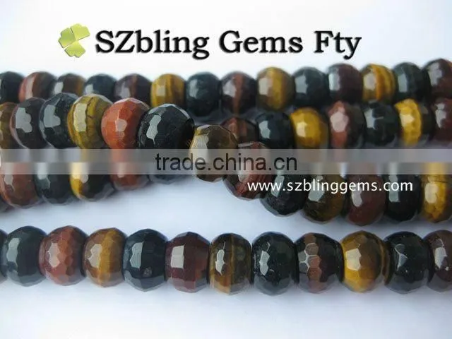 Fashion gemstone jewelry men's necklace tiger eye faceted round beads 6*10mm