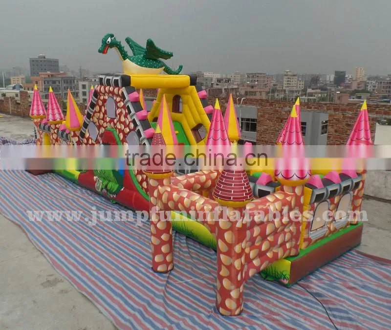 Inflatable Wet Obstacle Course rental commercial Inflatable Water Slide with Pool