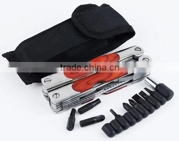 stainless steel with bit head wood handle multi tool with pliers
