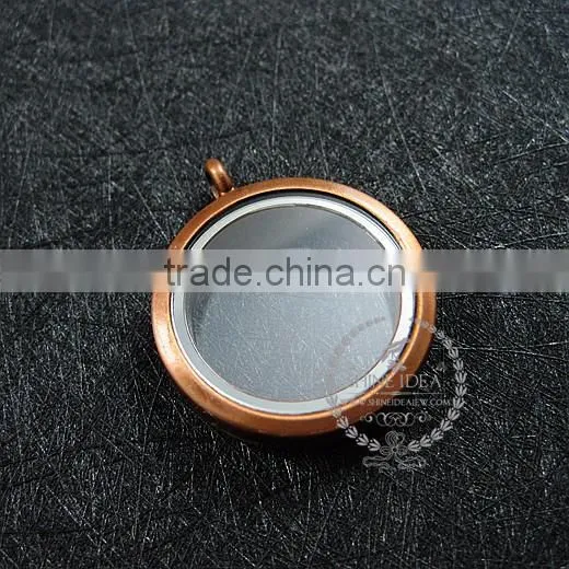 30mm copper red vintage style alloy round photo locket vintage style fold photo locket pendant charm 1110025