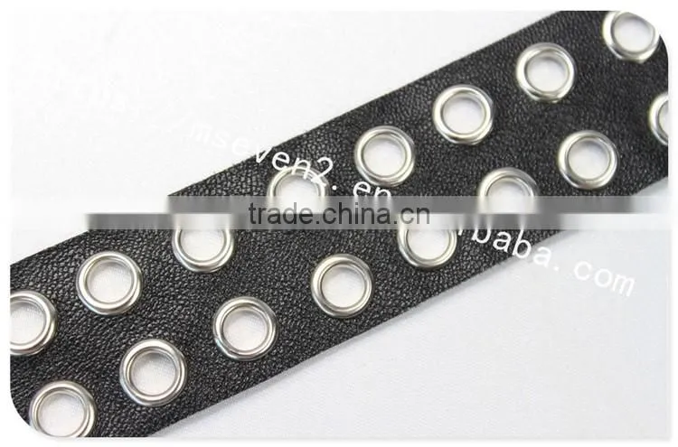 High quality 3.3cm width black leather eyelet trims for shoes wholesale