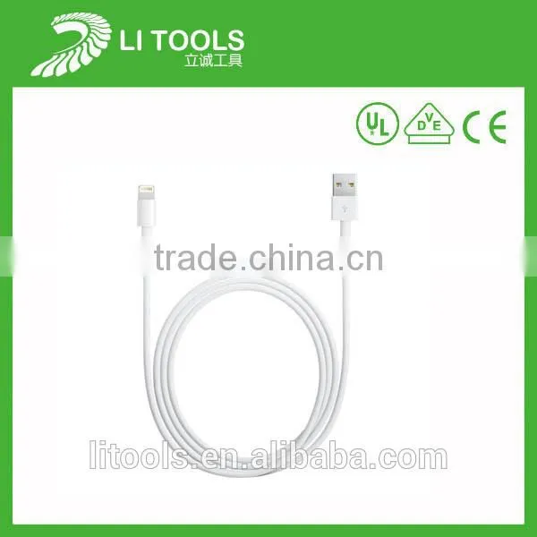 Wholesale PVC flat usb cable/new white micro usb/Colorful 1m/2m/3m USB cable for iphone 5 cable