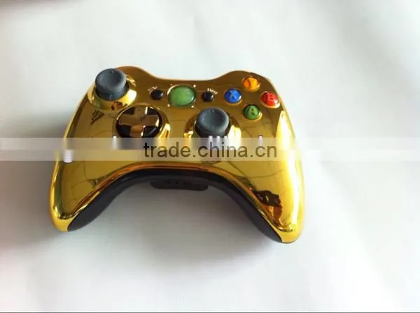 Chrome Gold Controller full shell with all Black repair parts for xbox360 Slim