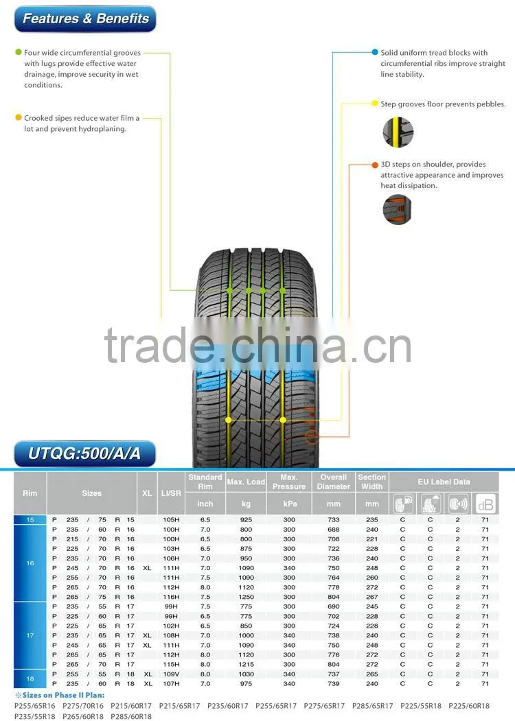 chinese exporter SUV car tyres 265/60R18 XL wholesale price