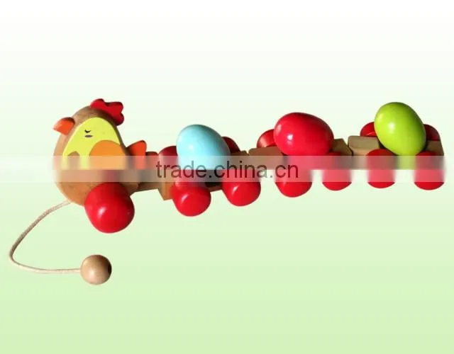 chicken and egg pull along toy;classic wooden construction for hours of fun