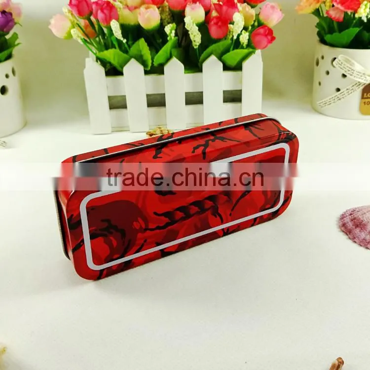 Beautiful hinged rectangular tin can for pencil