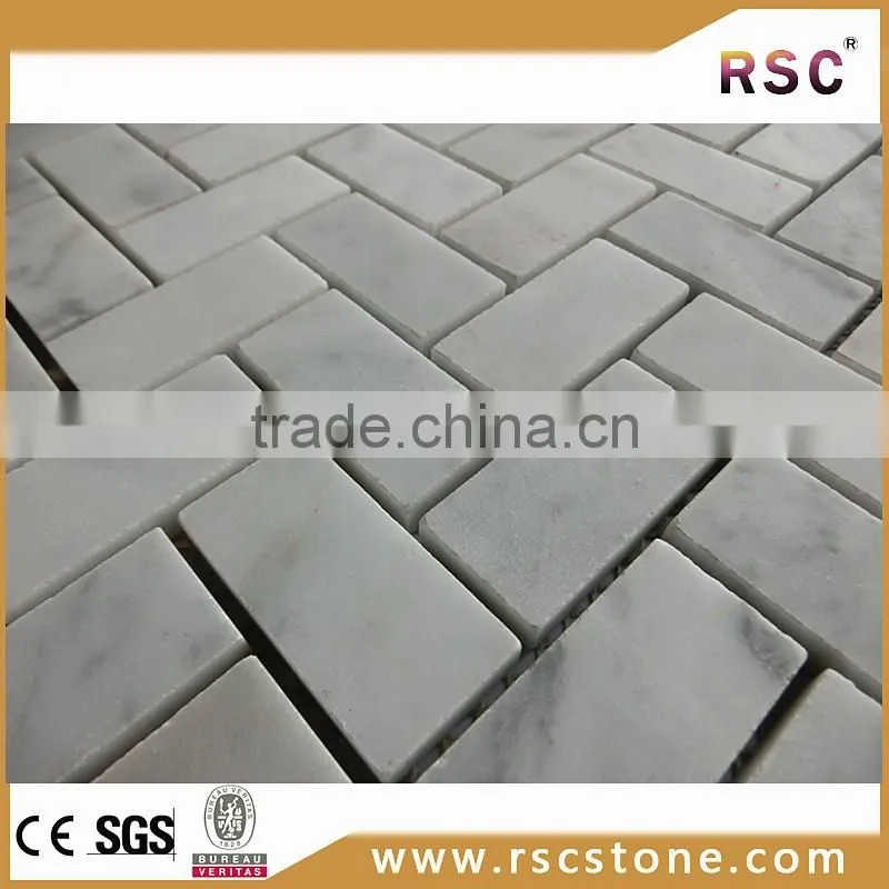 Herribone bianco carrara venato marble mosaic