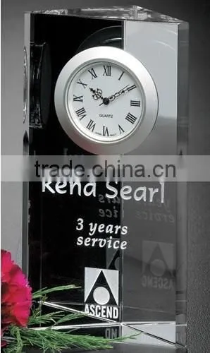 sandblasting custom crystal clock with logo