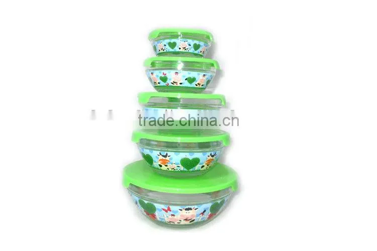 wholesale cheap daily use salad bowl 5 pieces glass bowl set