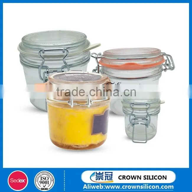 80ml 300ml 350 glass storage jar sealed cans with silicone seal rign