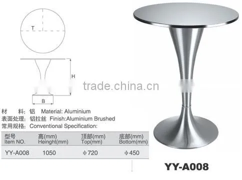 brushed aluminum base bar table YY-A008