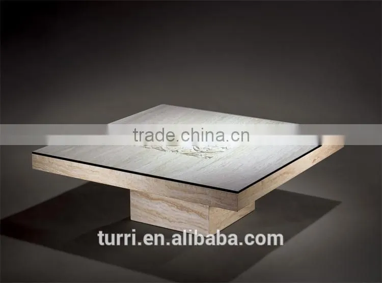 Luxury glass top hand carved natural marble coffee table base