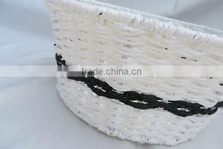 Set 3 cheap paper rope handmade strong white empty gift basket